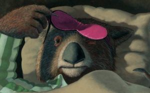 Wombat wakes up from his nightmare